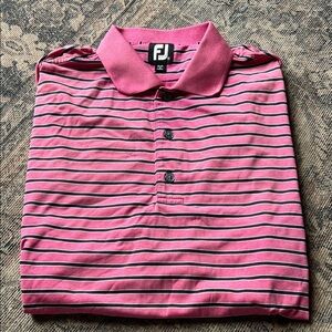 Men's Footjoy‎ Pink Striped Polo Golf Shirt